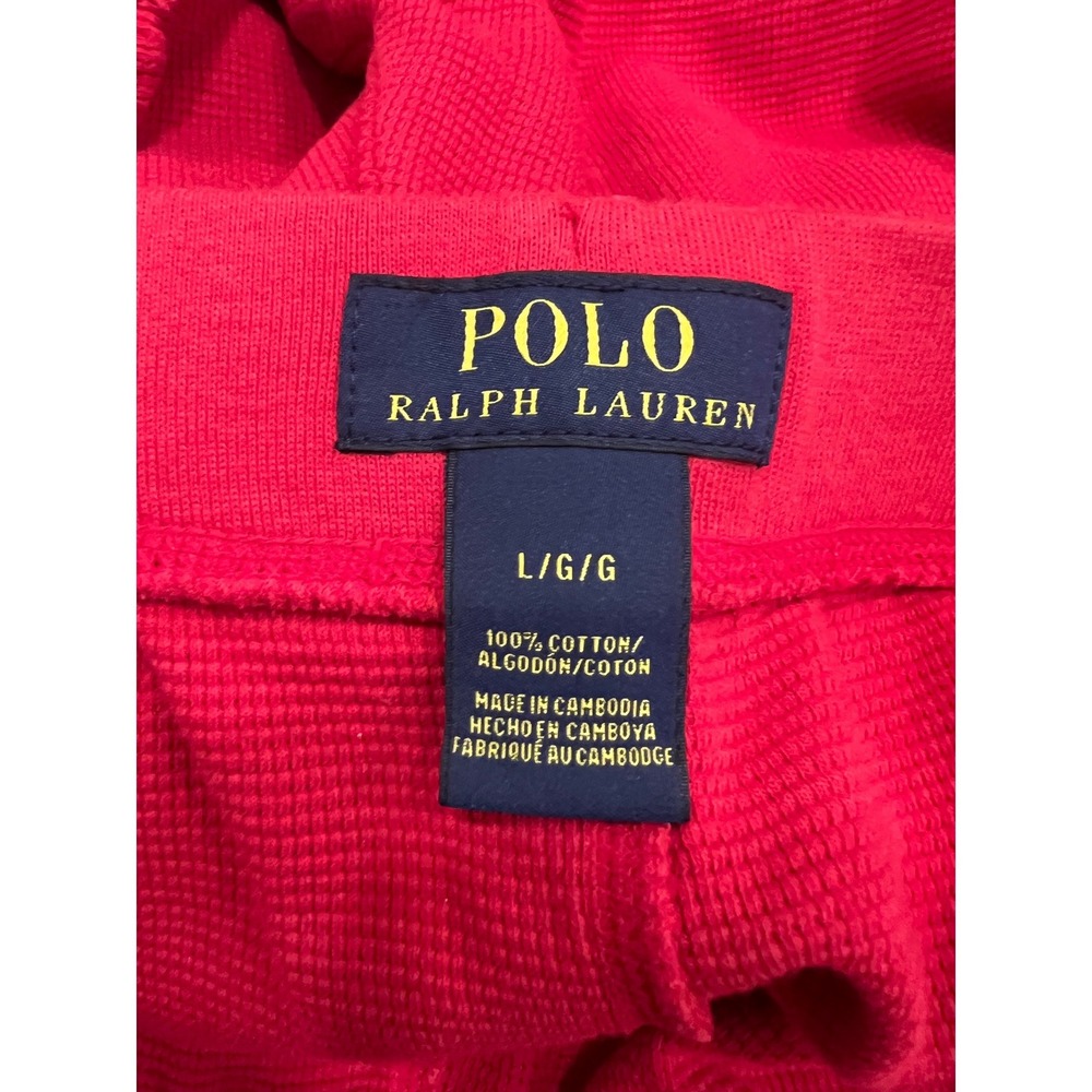 Polo Ralph Lauren Shorts Mens L Red Excellent Waffle Knit Drawstring Loungewear - Picture 10 of 10